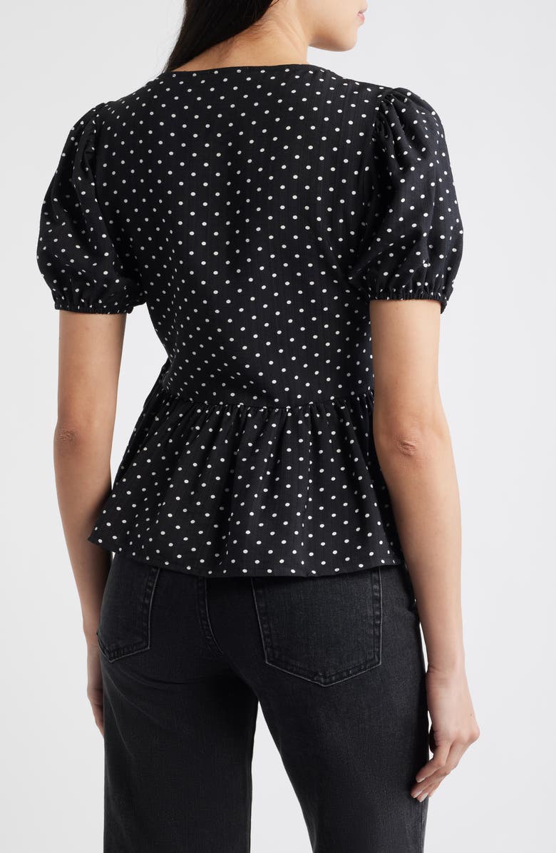Loveappella Polka Dot Wrap Top, Alternate, color, 