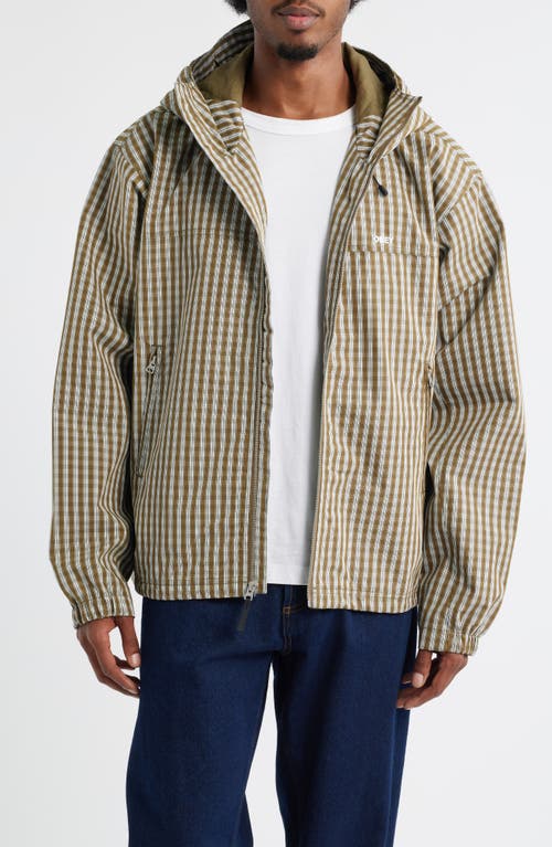 Obey Vista Oversize Plaid Hooded Canvas Jacket In Multi
