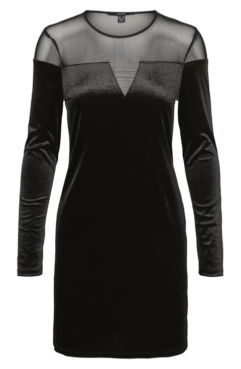 Carola Mixed Media Long Sleeve Dress