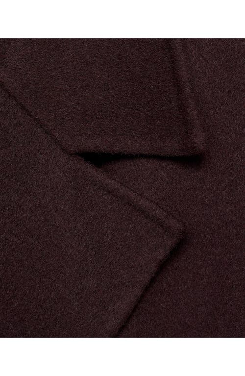 Mango Picarol Double Breasted Wool Blend Coat In Burgundy
