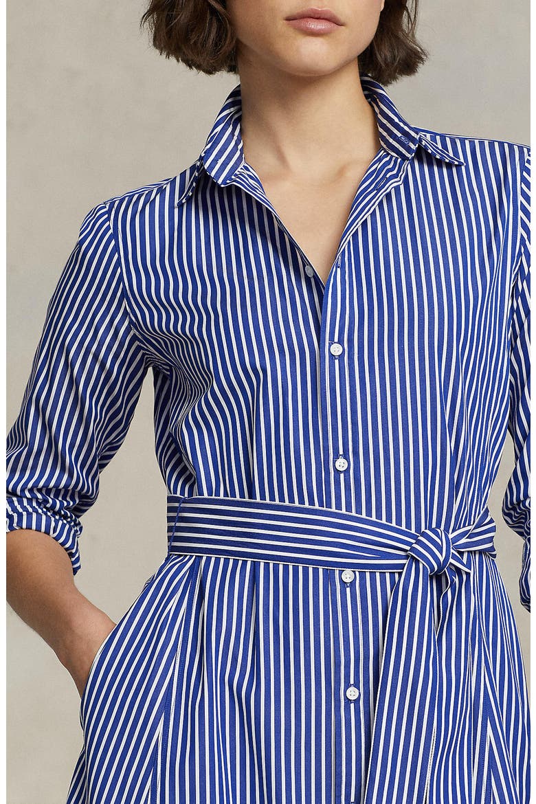 Ashton Long Sleeve Tie Waist Shirtdress, Alternate, color, 1073B BRIGHT NAVY/ WHITE