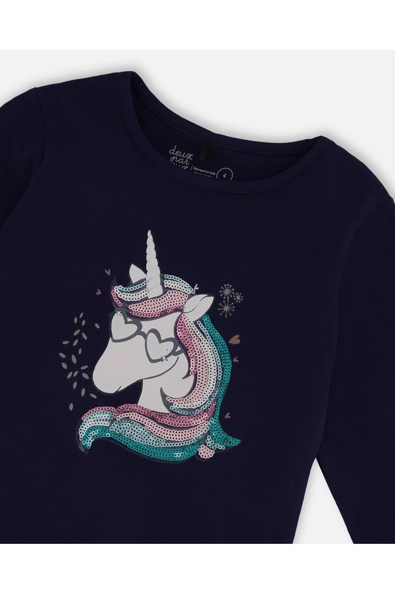 Girl's Organic Cotton T-Shirt With Print Navy, Alternate, color, Peacoat