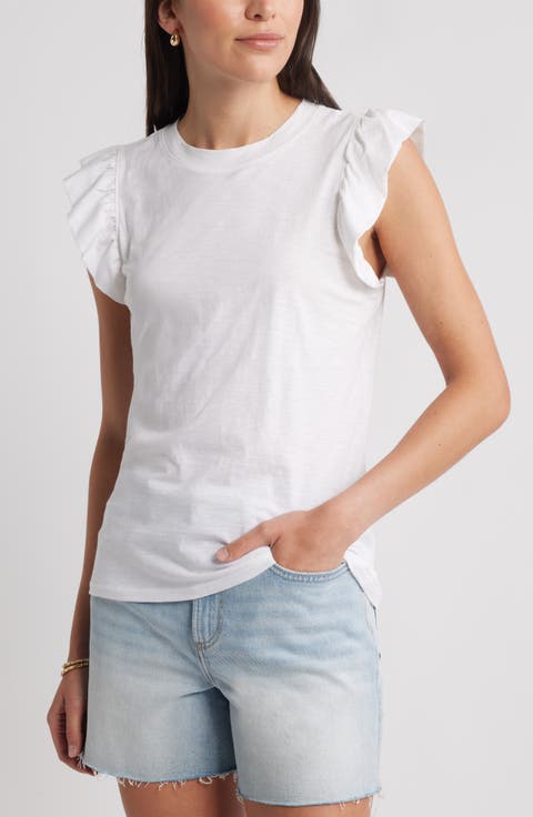 Ruffle Sleeveless Pima Cotton Top