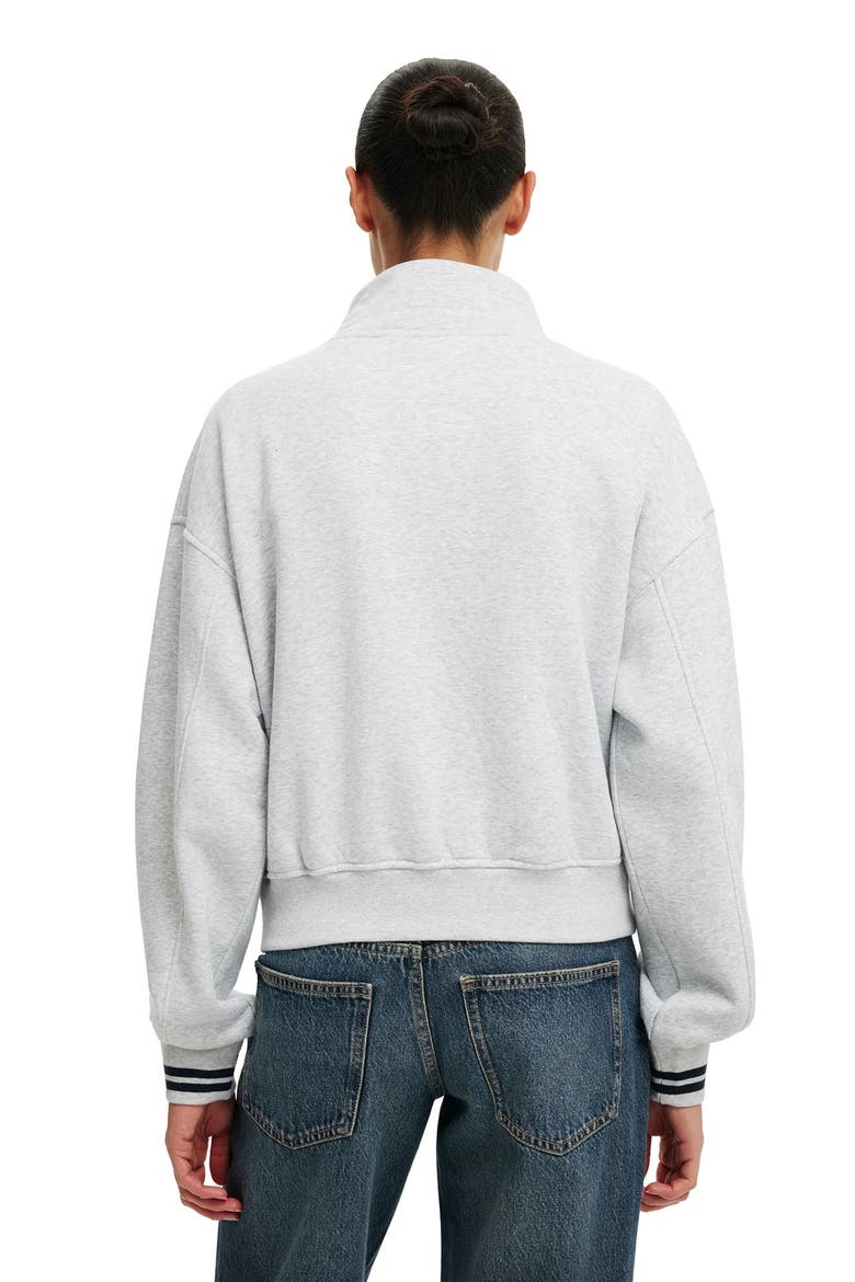 Women's Quarter Zip License Graphic Sweatshirt, Alternate, color, Lcn Pea Snoopy Soft Grey