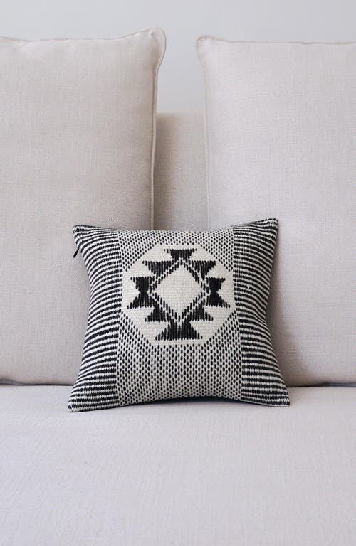 Voz Estrella Striped Edge Pillow Small in Ivory/black  product