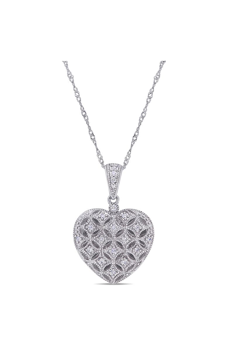 Julianna B. Diamond Locket Heart Necklace 10k, Main, color, 10K White Gold