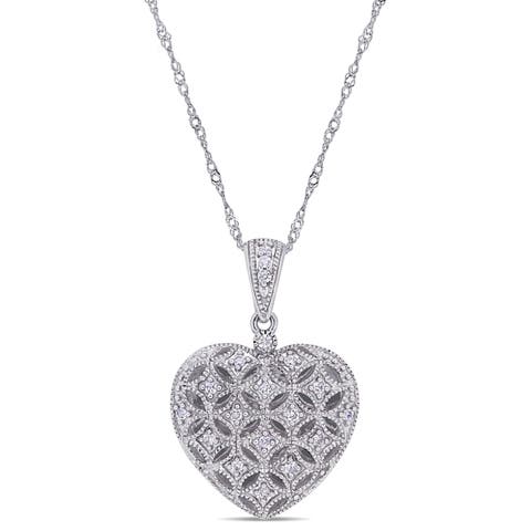 Diamond Locket Heart Necklace 10k