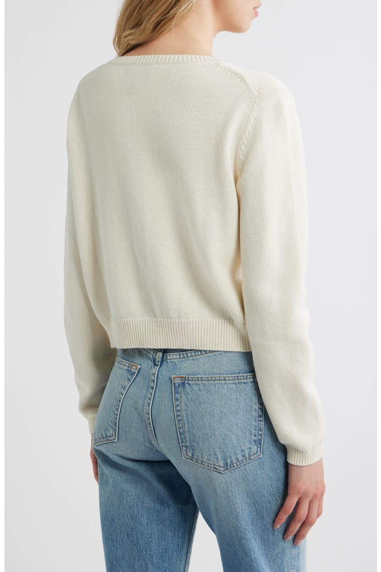 Clara Cotton Crewneck Cardigan, Alternate, color, FIOR DI LATTE