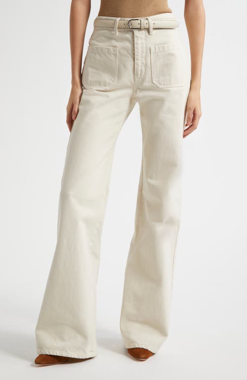 Shop Nili Lotan Florence Patch Pocket Flare Jeans In Stone