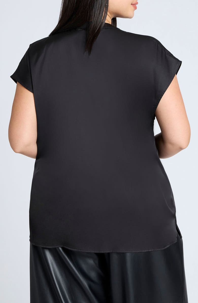 ELOQUII Split Neck Satin Top, Alternate, color, 
