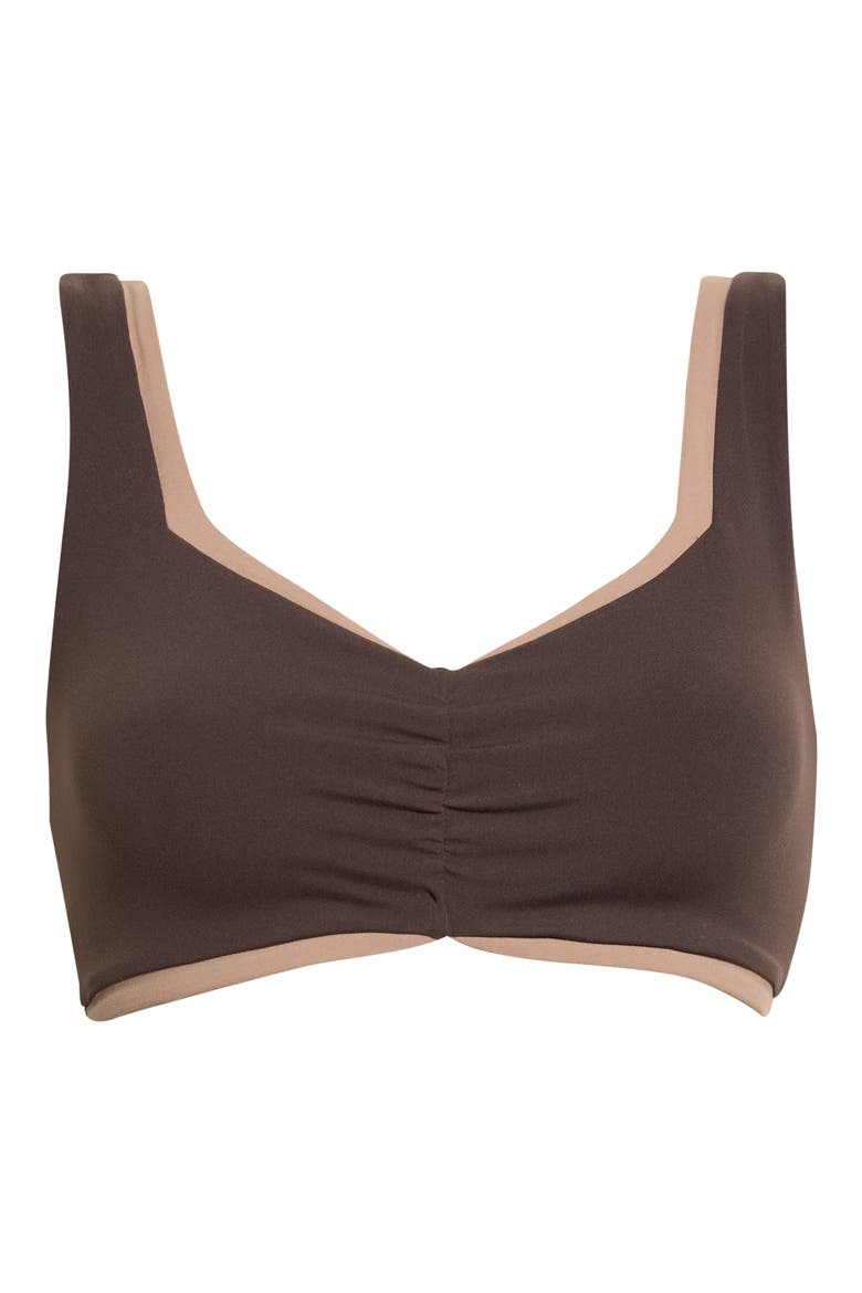 Cloud Two Tone Medium Impact Sports Bra, Alternate, color, JAVA/ BROWNIE