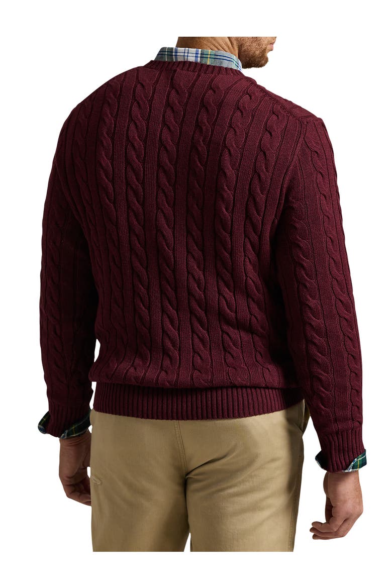 Big & Tall Cableknit Sweater, Alternate, color, MULBERRY JAM