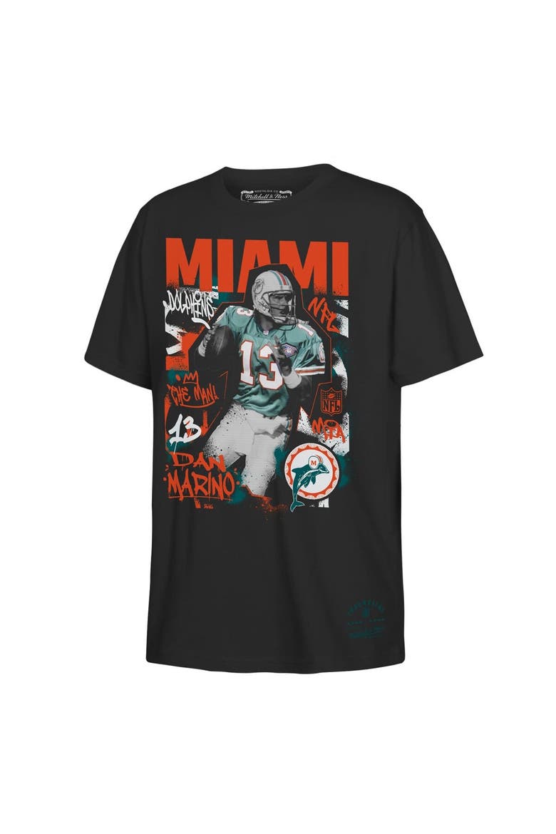 Youth Mitchell & Ness Dan Marino Black Miami Dolphins Star Player T-Shirt, Main, color, Black