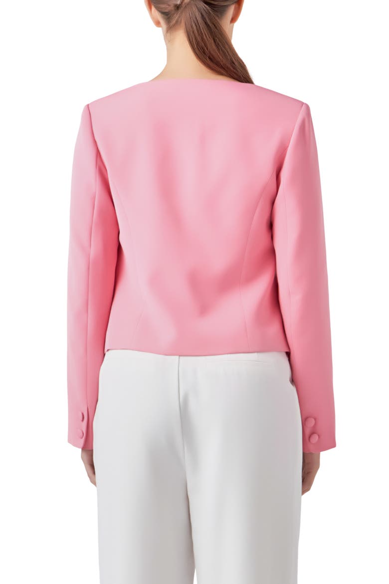 Scoop Neck Button-Up Blazer, Alternate, color, PINK