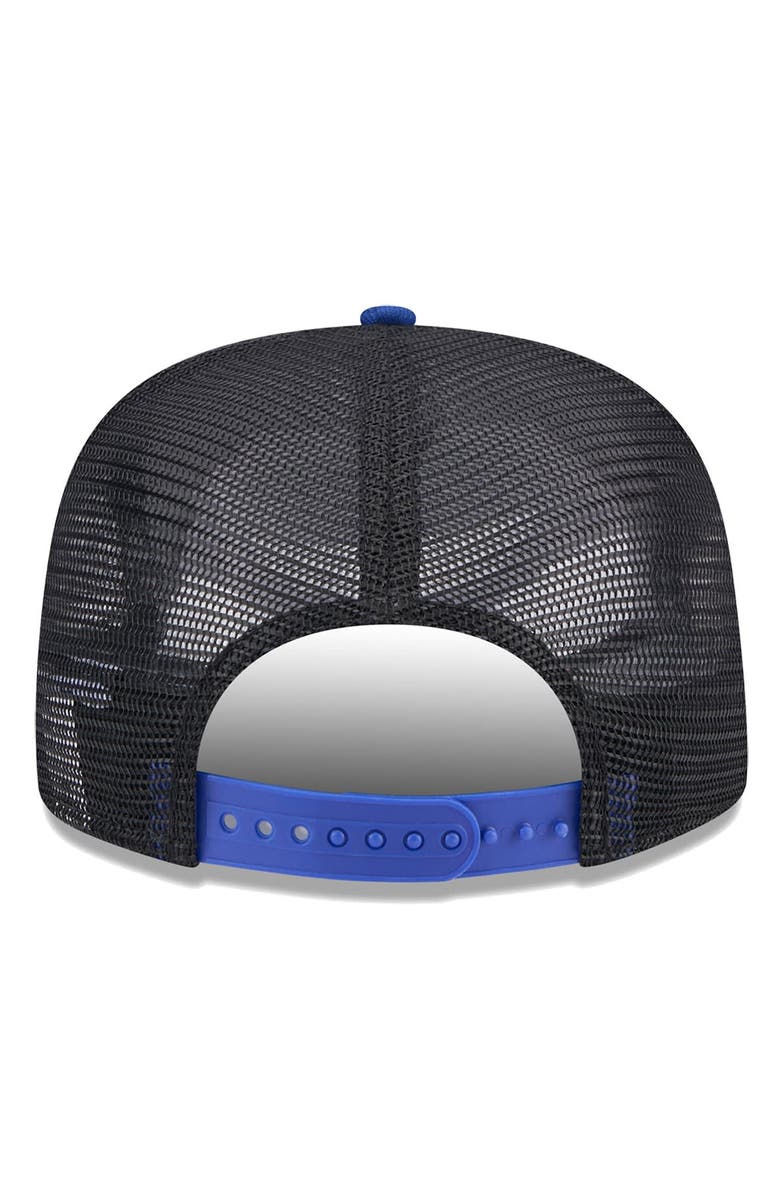 New Era Men's New Era Black/Royal Philadelphia 76ers Throwback Team Arch Golfer Snapback Hat, Alternate, color, Black