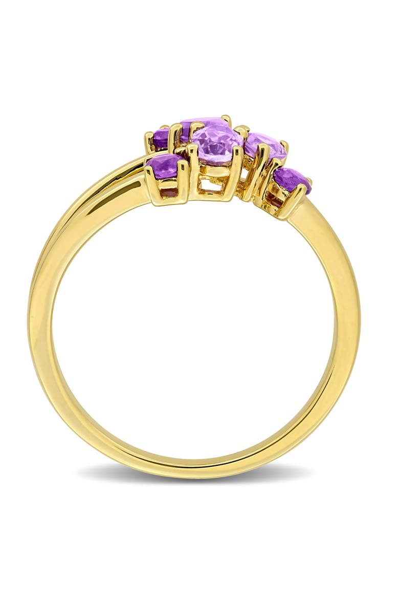 Gemstone Multi-Cut Cluster Ring, Alternate, color, Amethyst/Yellow-Plated Silver