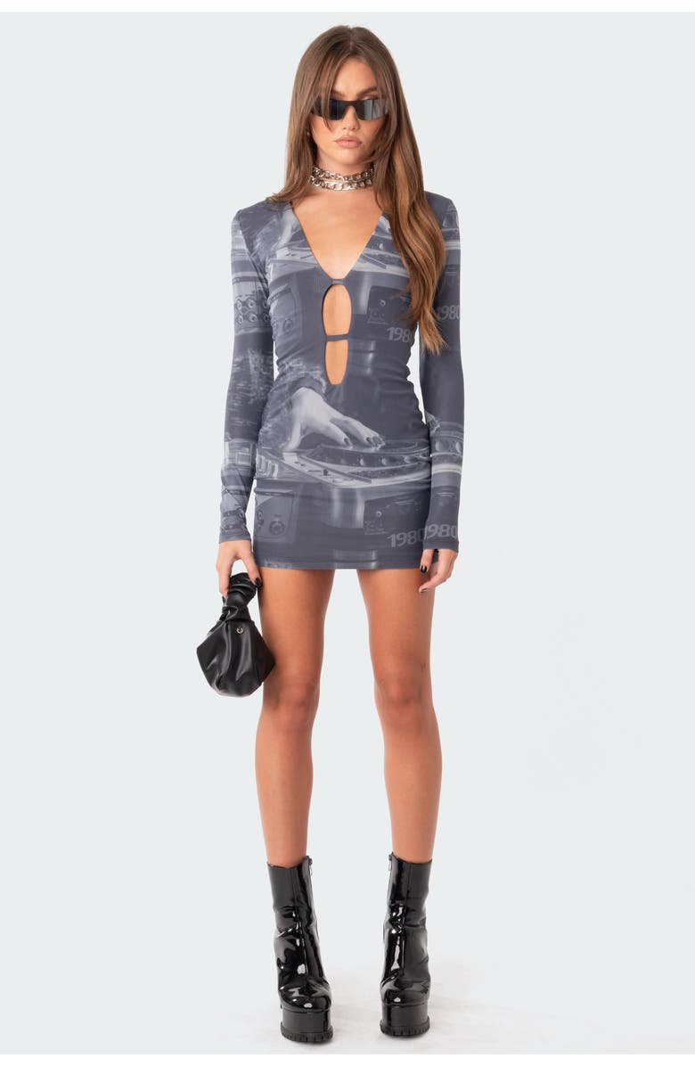 EDIKTED Long Sleeve Body-Con Dress, Alternate, color, 