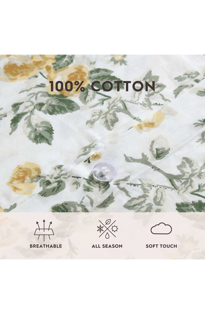 Laura Ashley Roses Duvet Cover & Sham 3-Piece Set, Alternate, color, Gold/ Green