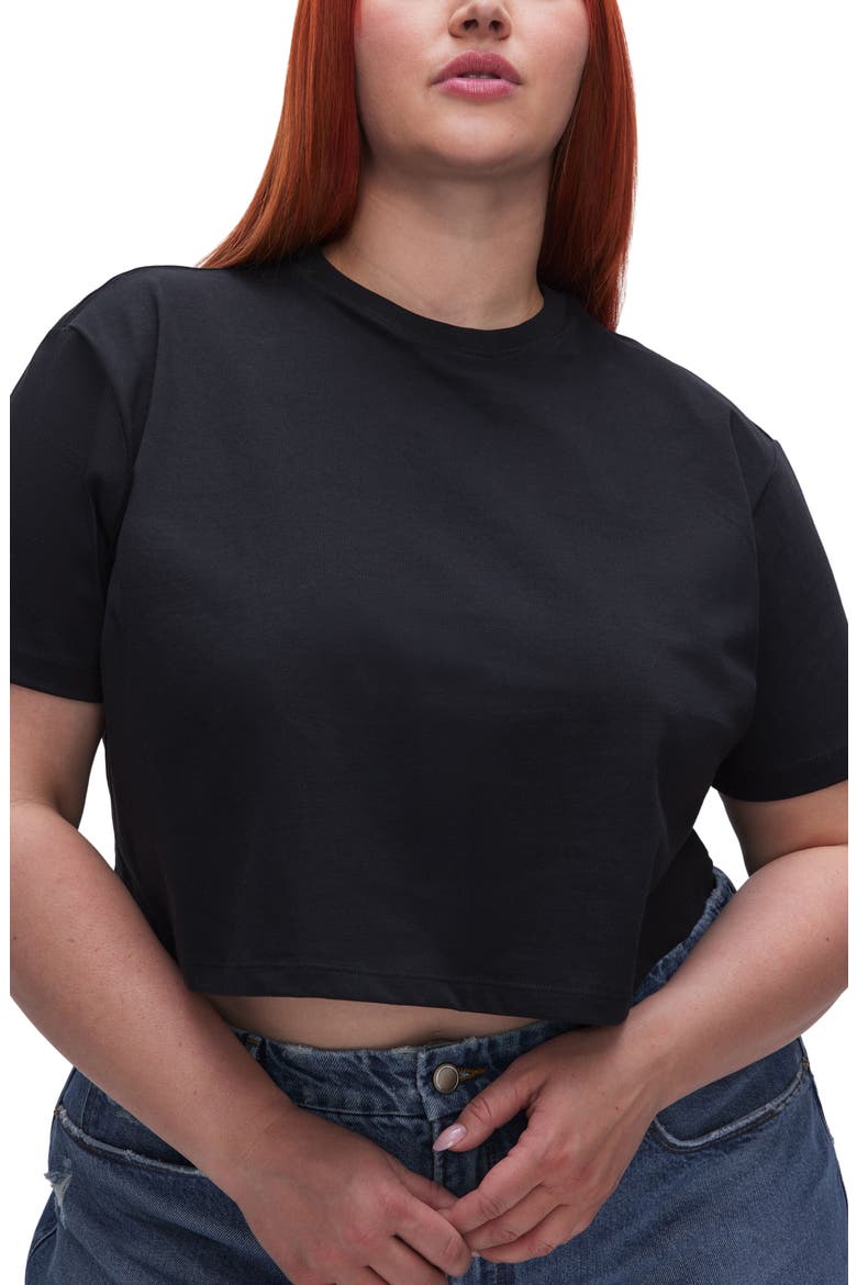 Crop Cotton T-Shirt, Alternate, color, BLACK001