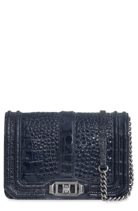 Small Love Croc Embossed Leather Crossbody Bag