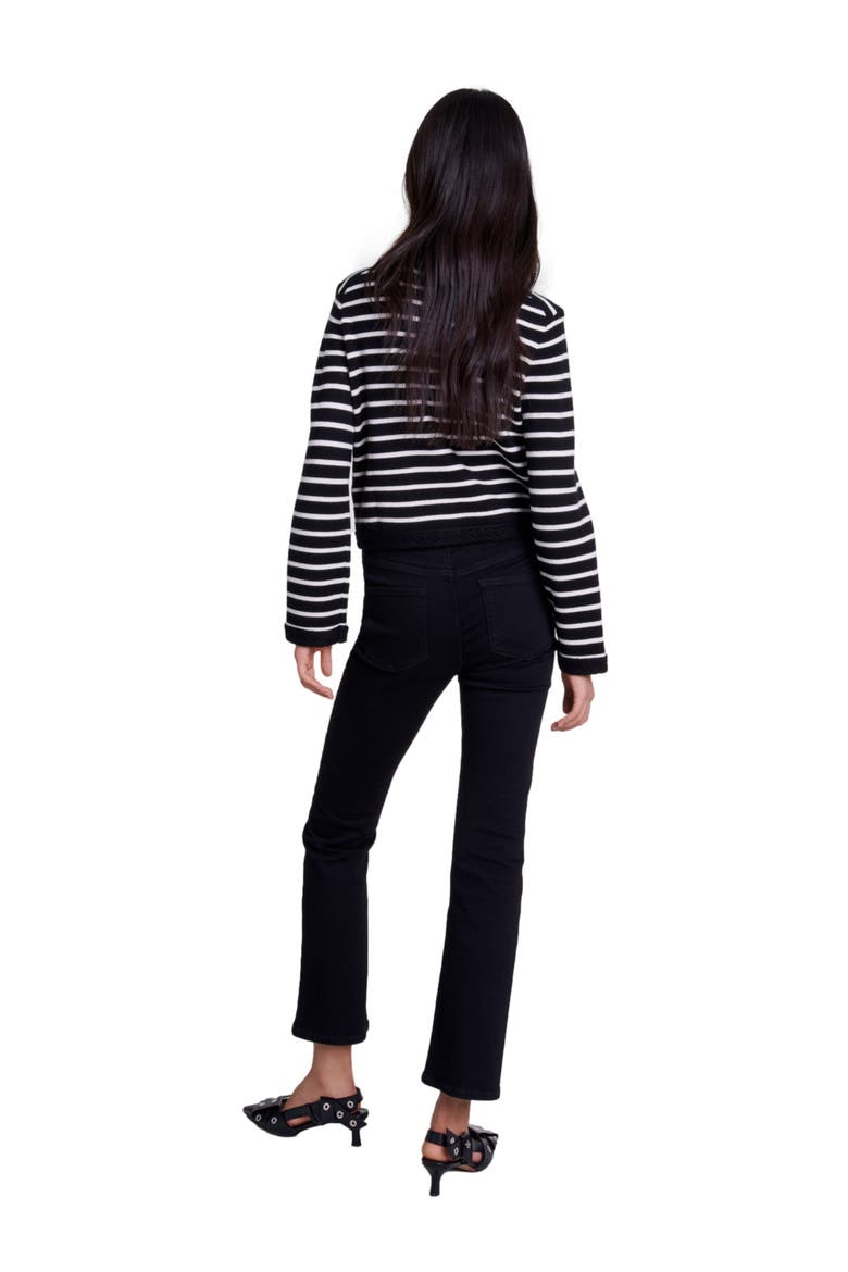 Striped cardigan, Alternate, color, Black/ecru