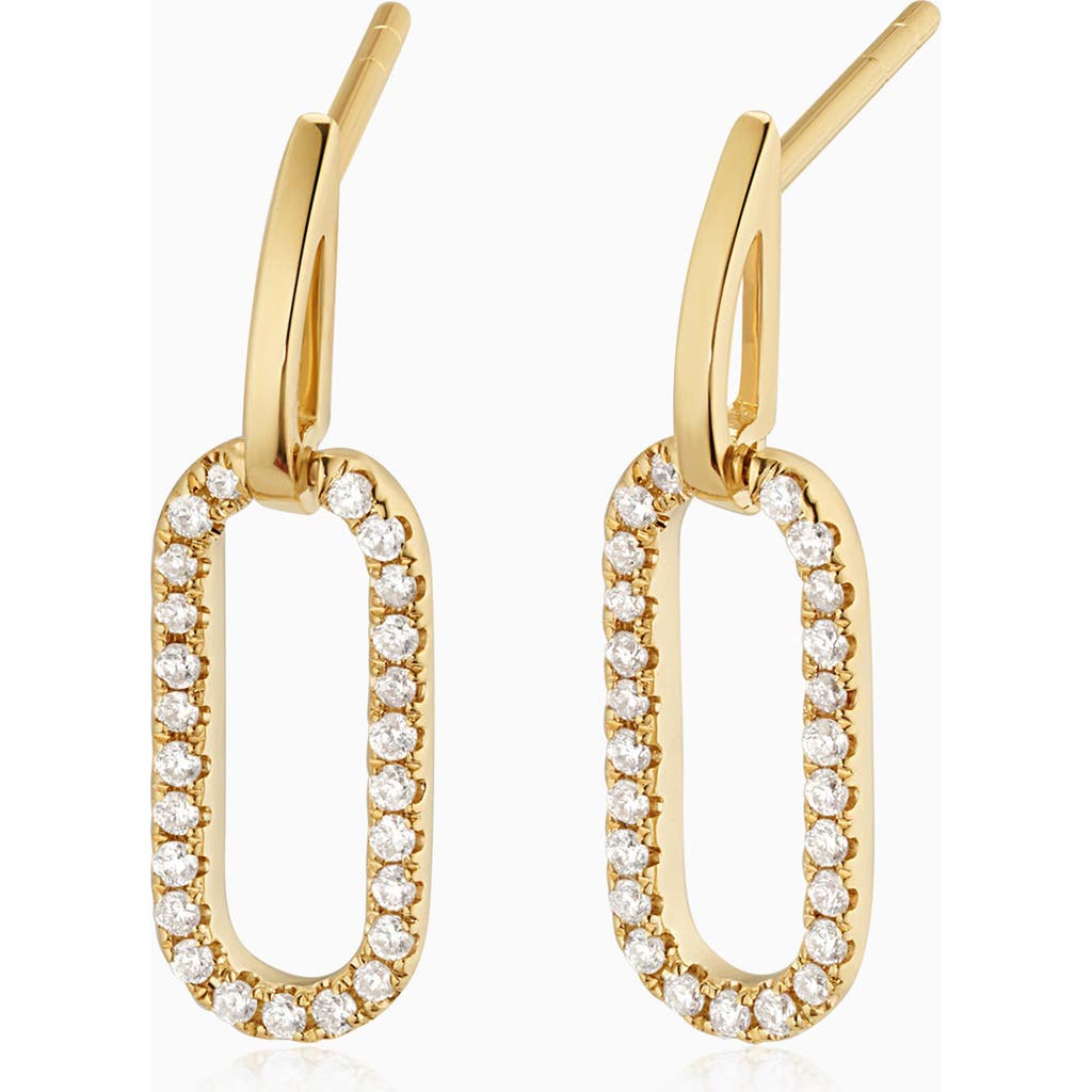 Oradina 10k Yellow Gold Venice Link Diamond Drop Earrings In Gold