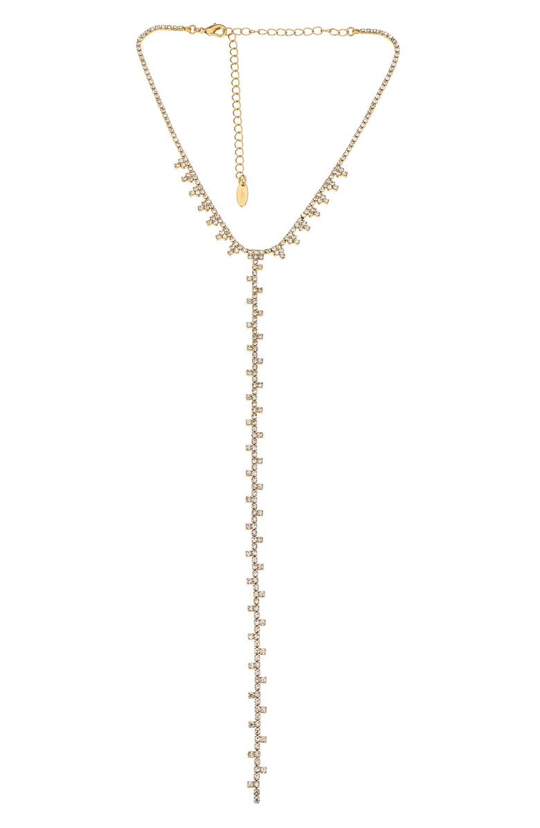 Ettika Crystal Y-Necklace, Alternate, color, Gold