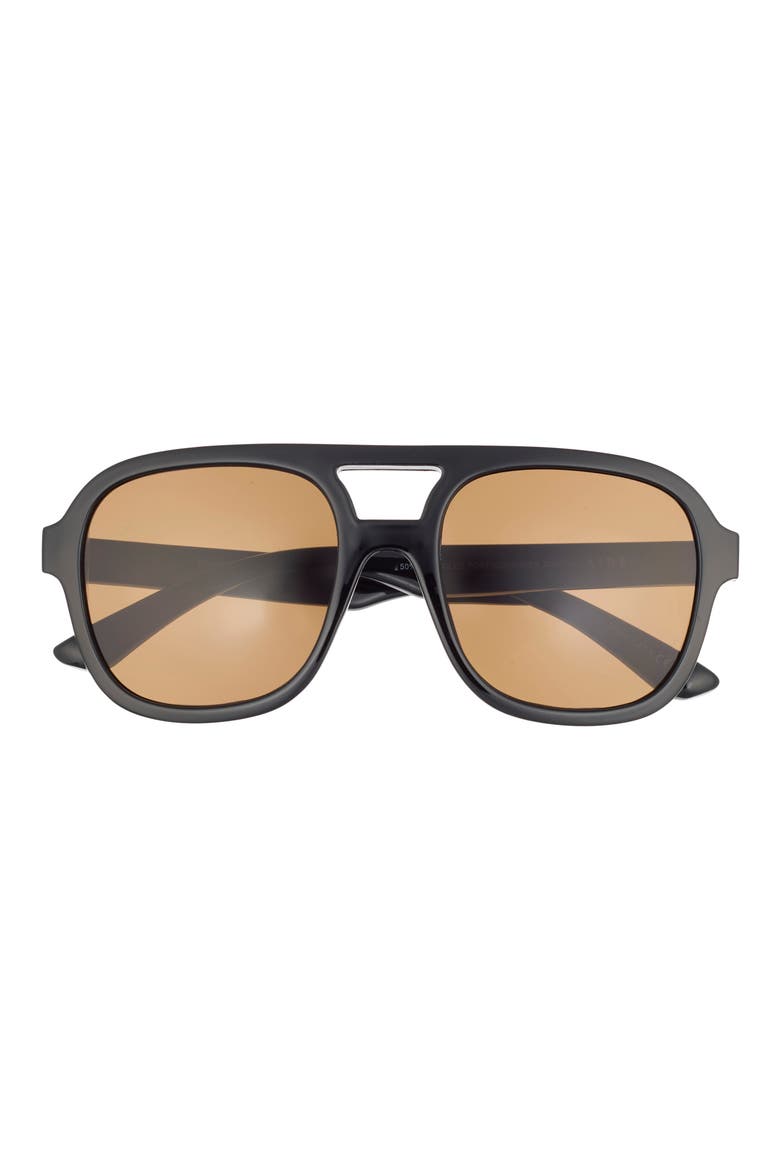 Whirlpool 53mm Aviator Sunglasses, Main, color, BLACK / BROWN MONO