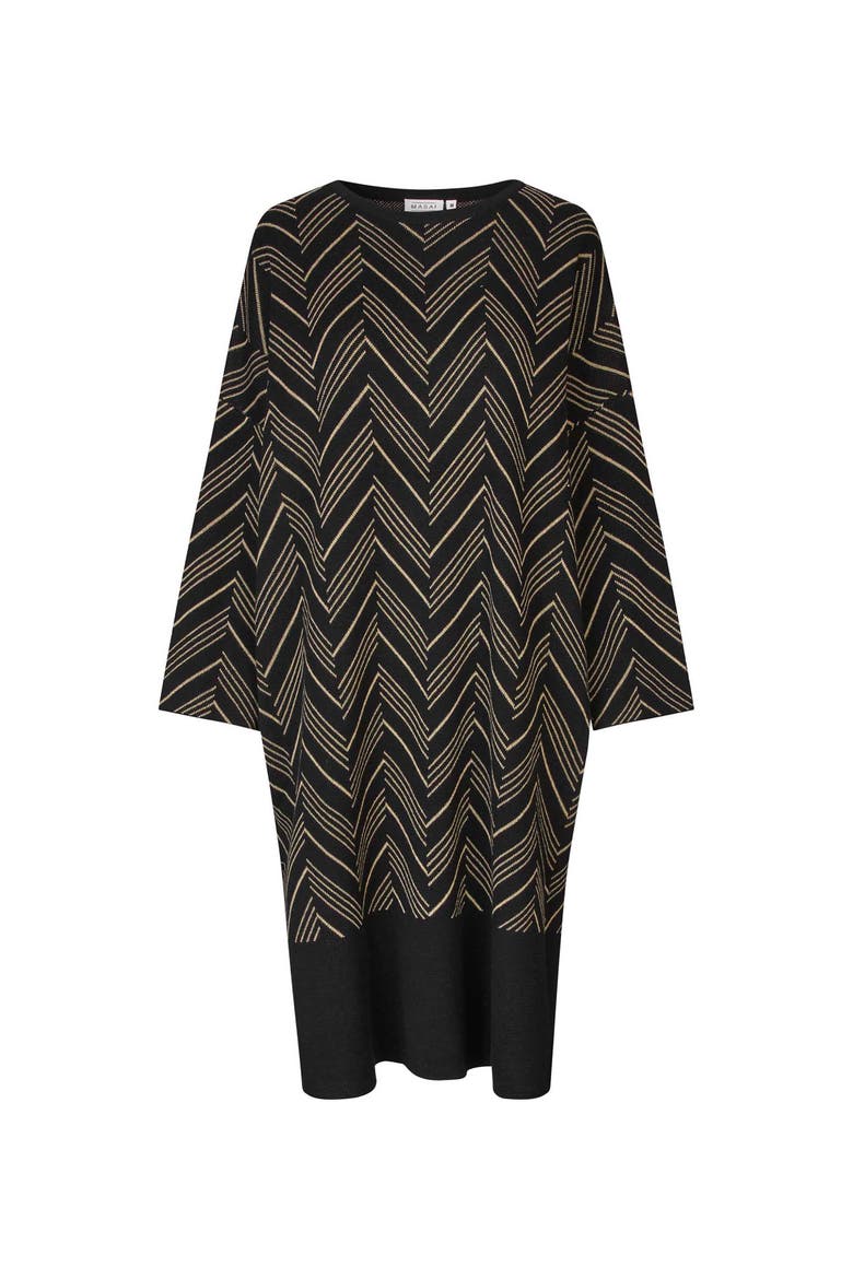 MaNuska3/4 Sleeve Loose Fit Midi Dress, Alternate, color, Black