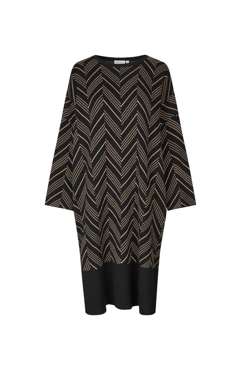 Masai Copenhagen MaNuska3/4 Sleeve Loose Fit Midi Dress, Alternate, color, Black