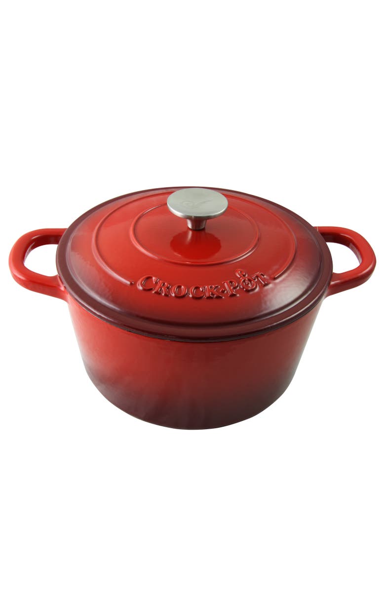 Crock-pot 5 Quart Round Enameled Cast Iron Dutch Oven, Alternate, color, Red