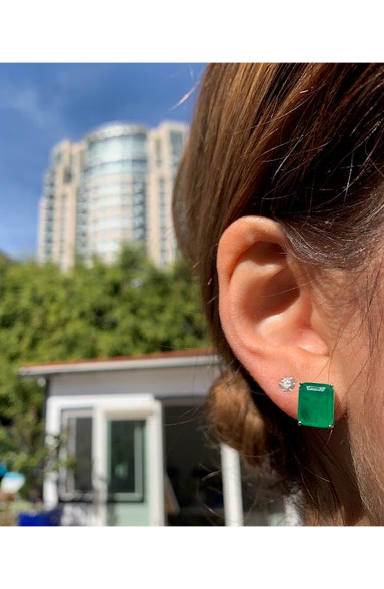 Gemma Azzurro Rectangular Emerald Stud Earrings, Alternate, color, Green