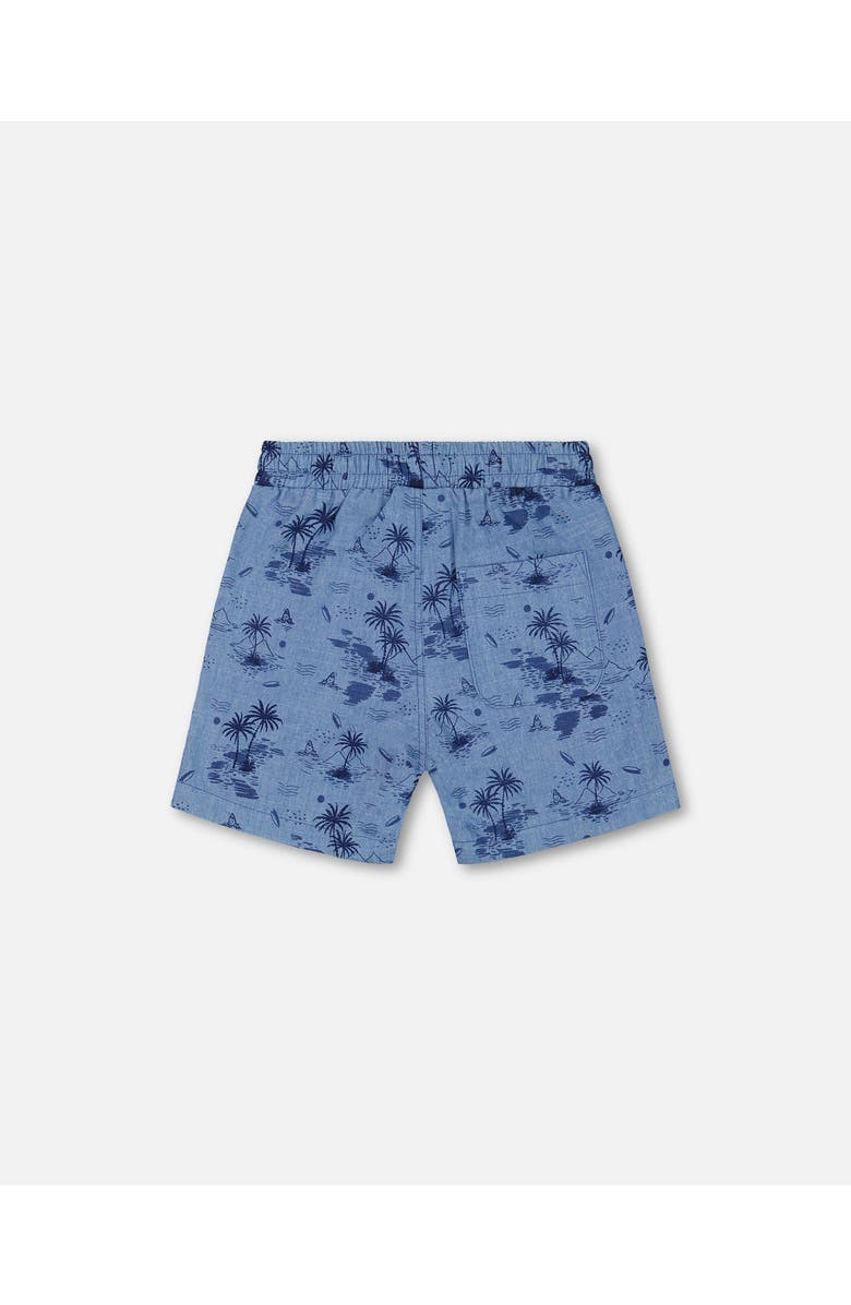 Deux par Deux Boy's Printed Chambray Short Pale Blue And Navy, Alternate, color, 