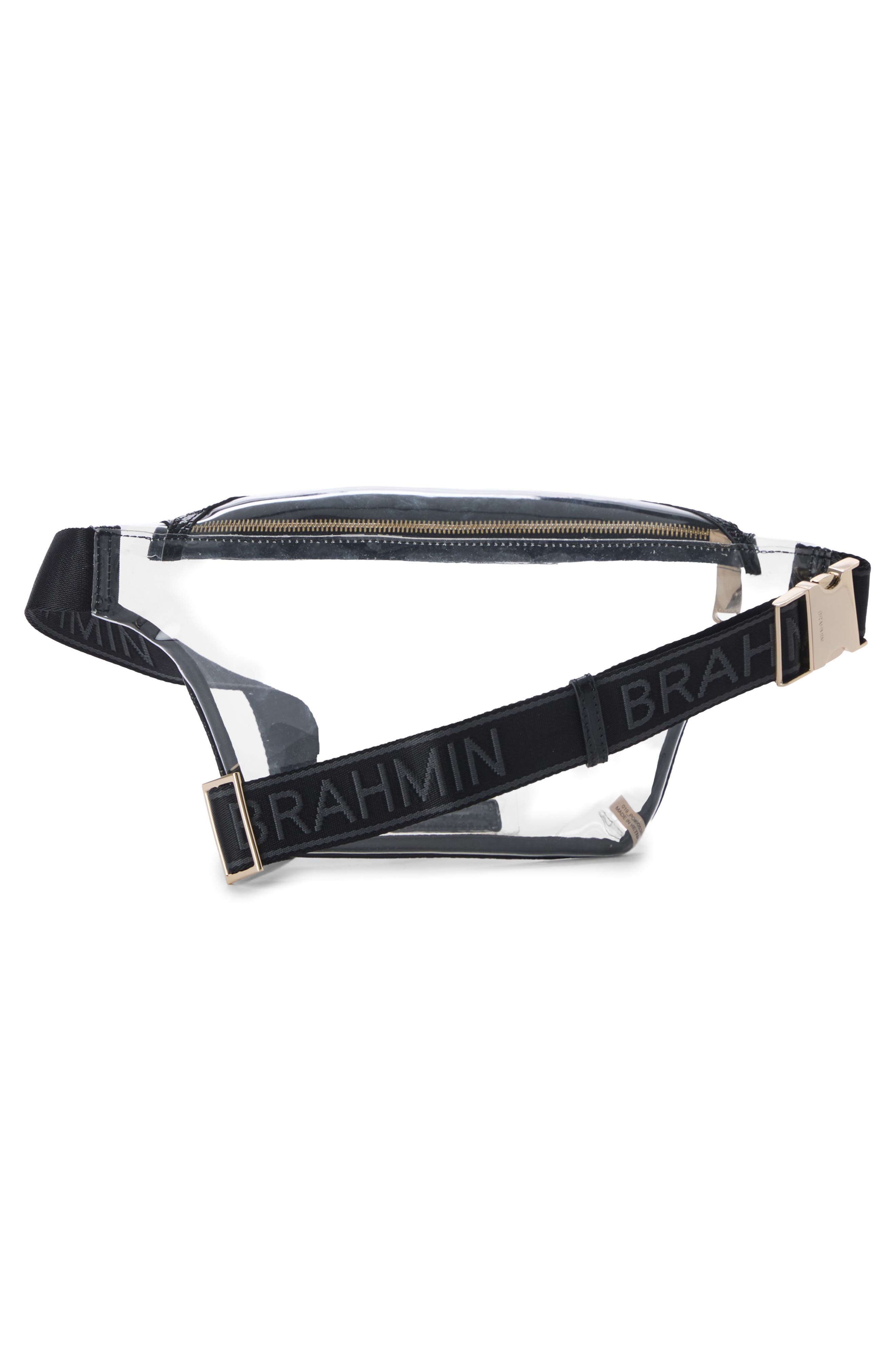 Harker Clear Leather Trim Belt Bag, Alternate, color, BLACK