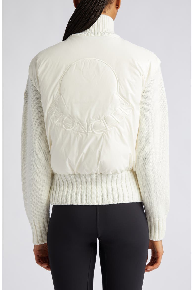 Mixed Media Quilted Down Cardigan, Alternate, color, WHITE