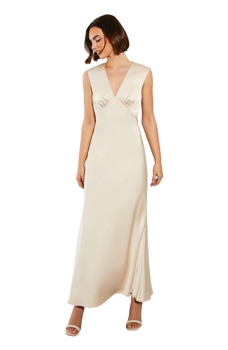 Oasis Satin Maxi Bridesmaid Dress, Main, color, Champagne