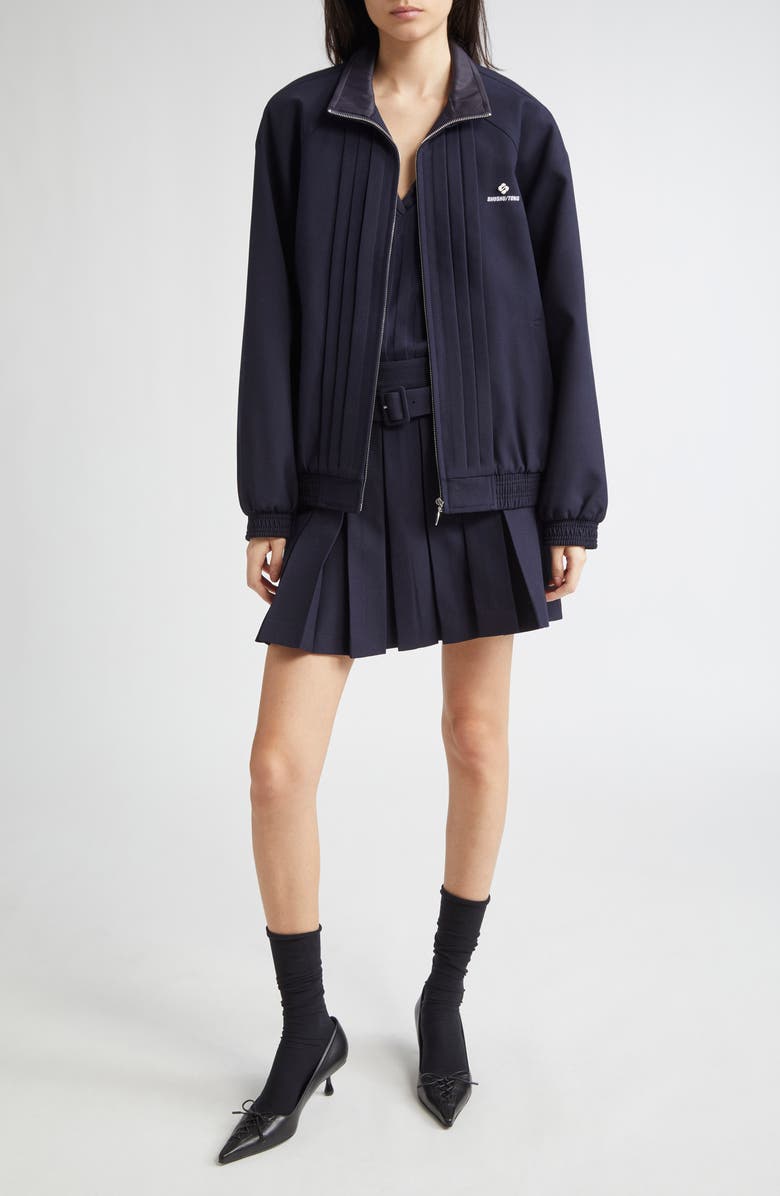 Shushu/Tong Tucker Logo Stitch Pleated Wool & Silk Zip Jacket, Alternate, color, 