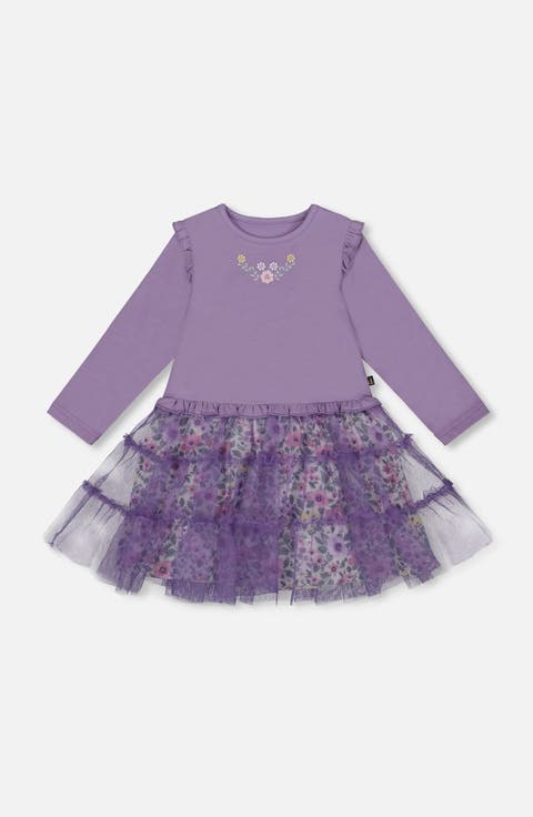 Bi-Material Dress with Muslin and Mesh Skirt (Baby)
