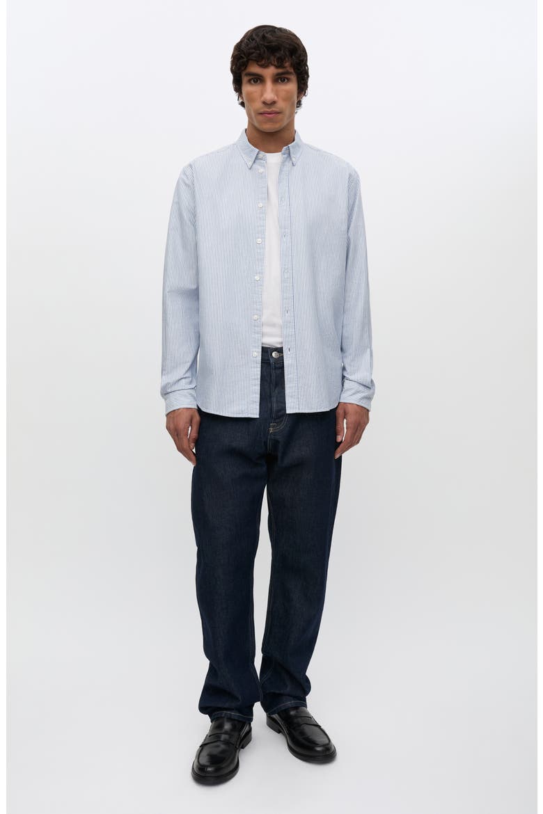 Saliam Cotton Button Down Shirt, Alternate, color, OXFORD NARROW STRIPE
