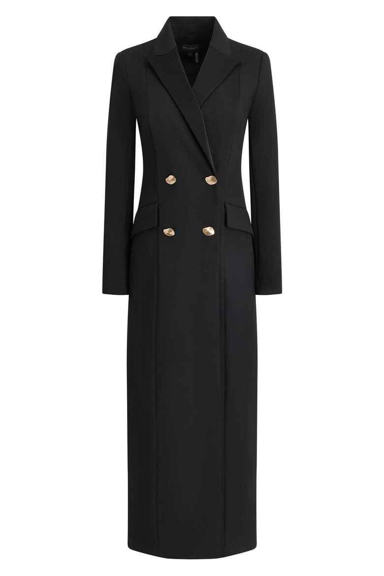 Double Breasted Long Sleeve Crepe Blazer Gown, Alternate, color, BLACK/ BLACK