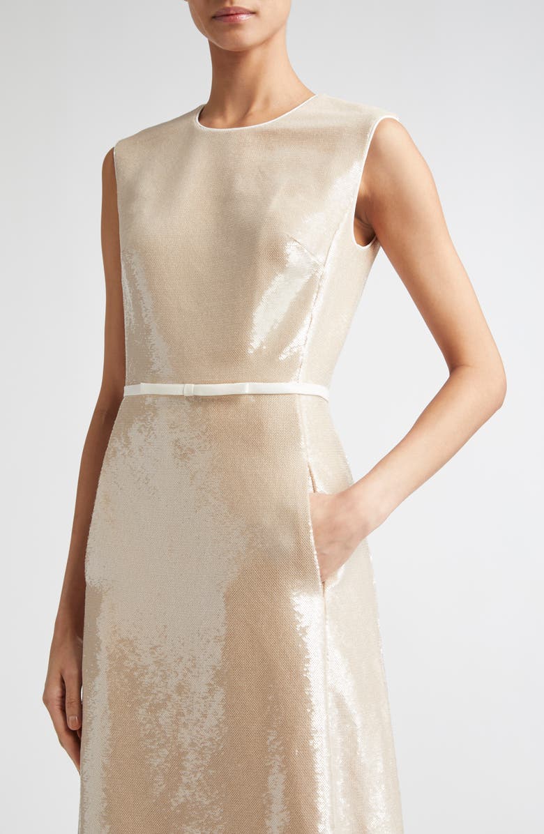 Giambattista Valli Sleeveless Sequin Gown, Alternate, color, Camel