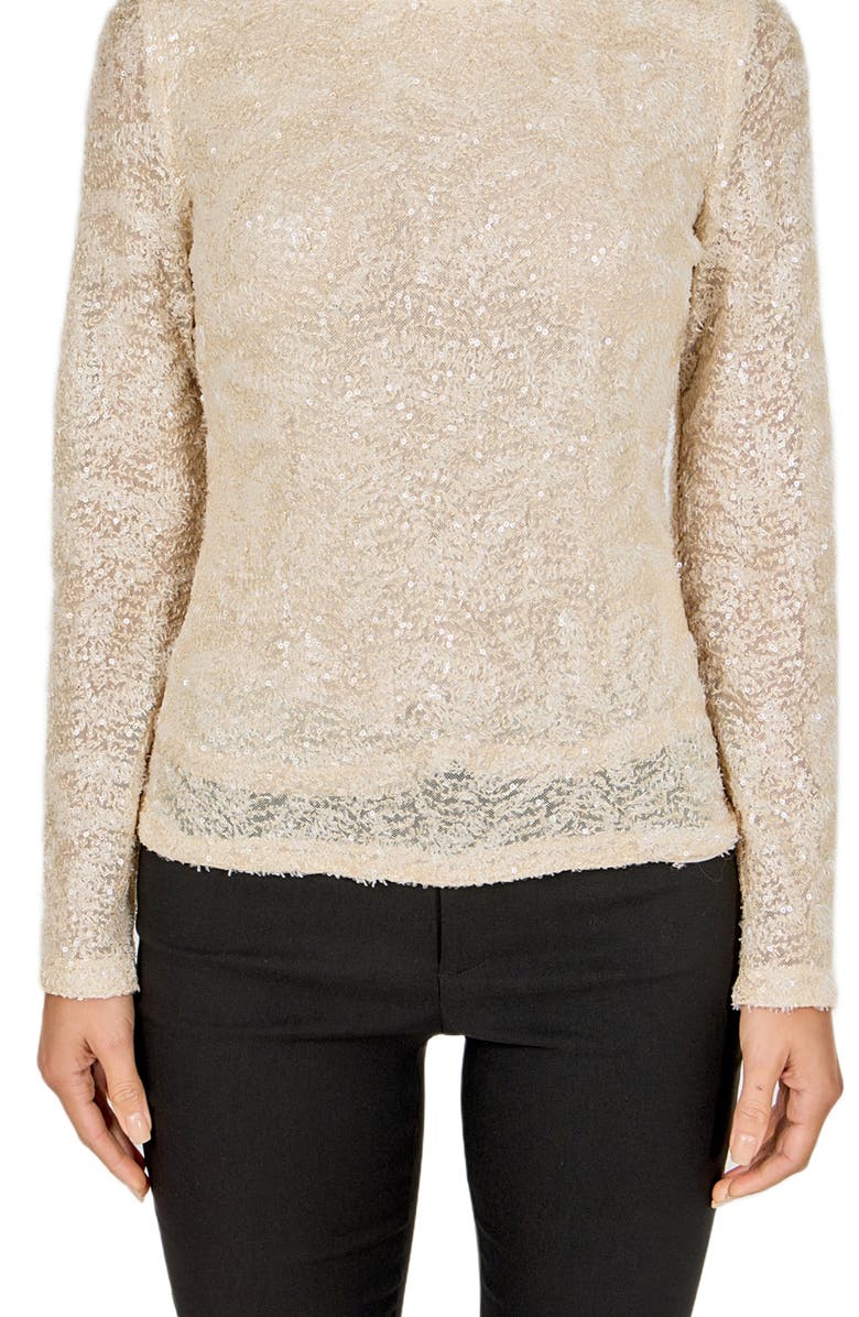 Endless Rose Sequin Scoop Neck Top, Alternate, color, Beige