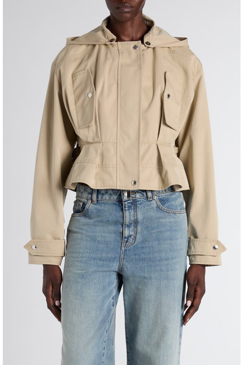 Belted Cotton Windbreaker Jacket, Main, color, PALE BEIGE