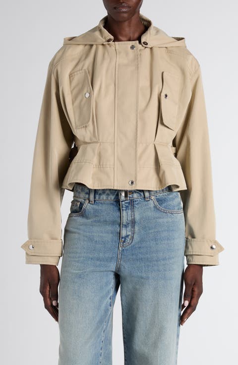 Belted Cotton Windbreaker Jacket