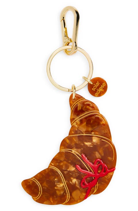 Hand Painted Bow Croissant Key Chain Bag Charm