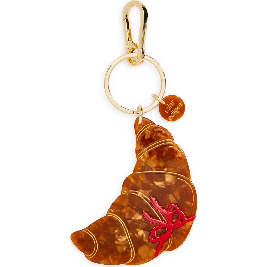 Solar Eclipse Hand Painted Bow Croissant Key Chain Bag Charm In Gold