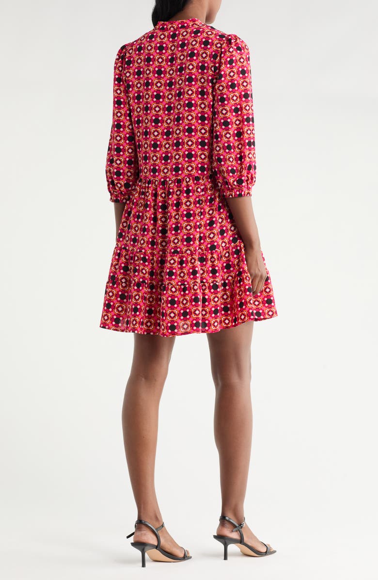 Eliza J Floral Medallion 3/4 Sleeve Ruffle Dress, Alternate, color, 