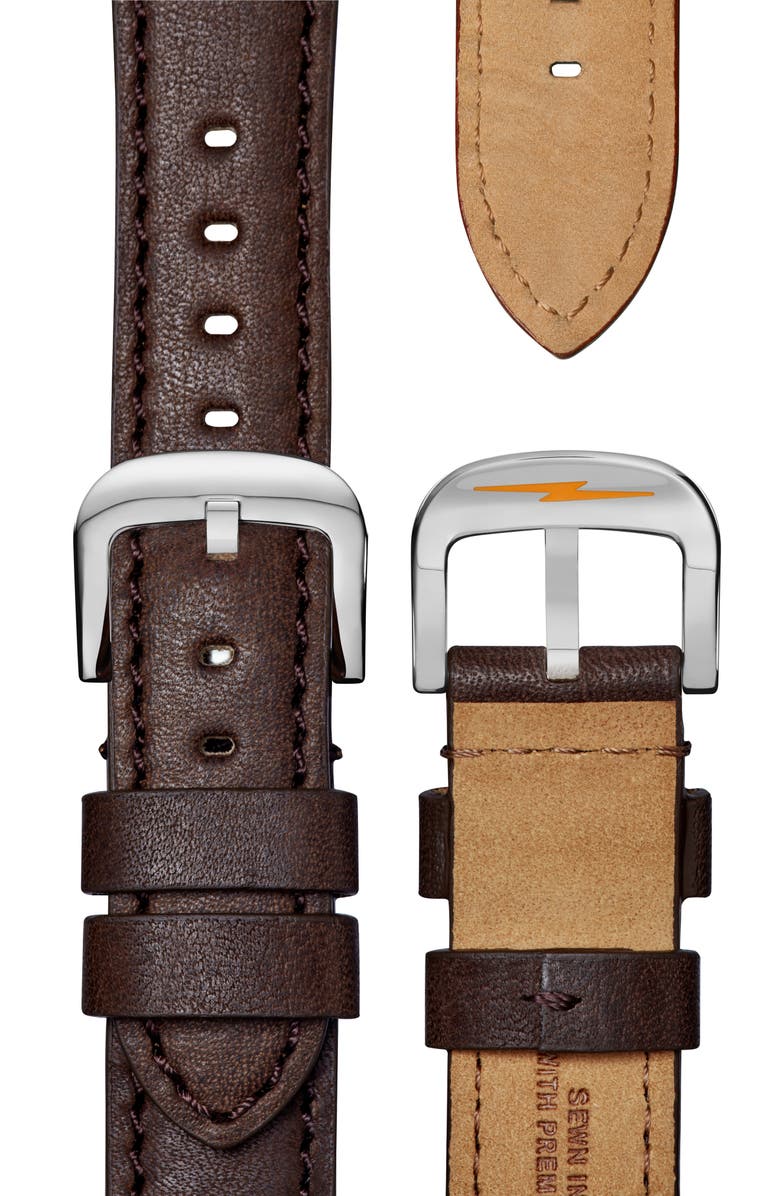 Shinola Canfield Leather Strap Watch, 43mm, Alternate, color, Dark Olive