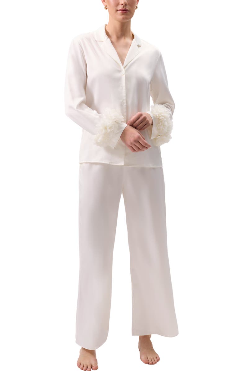 Rya Collection Sweetie Charmeuse Pajamas, Alternate, color, Ivory