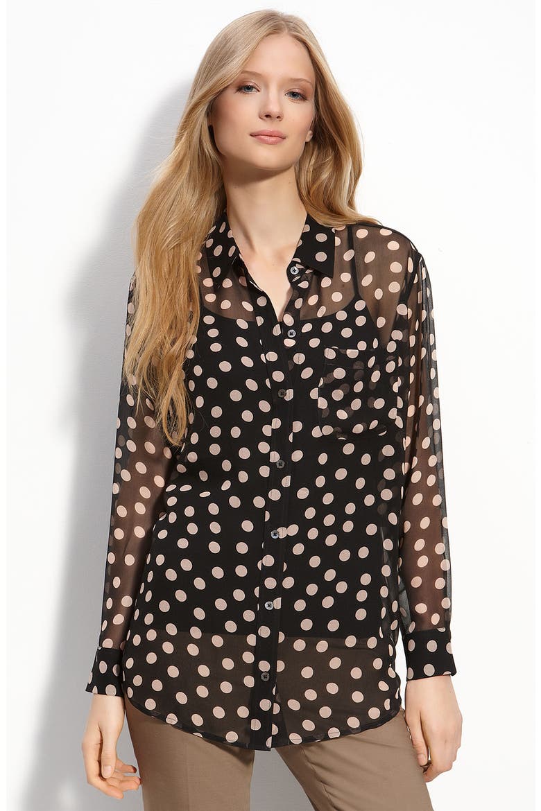 'Daddy' Polka Dot Silk Shirt, Main, color, BLACK/NUDE